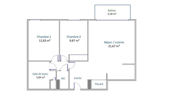 Appartement F3 à vendre - 3 pièces - 58.51 m2 - 92 - ILE-DE-FRANCE - Century 21 Beaurepaire
