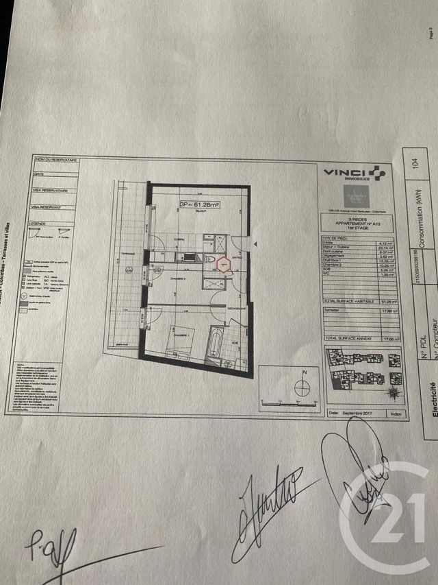 Appartement F3 à louer - 3 pièces - 61.28 m2 - COLOMBES - 92 - ILE-DE-FRANCE - Century 21 Beaurepaire