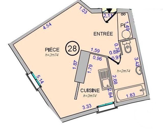 Appartement Studio à vendre - 1 pièce - 32.42 m2 - LA GARENNE COLOMBES - 92 - ILE-DE-FRANCE - Century 21 Beaurepaire
