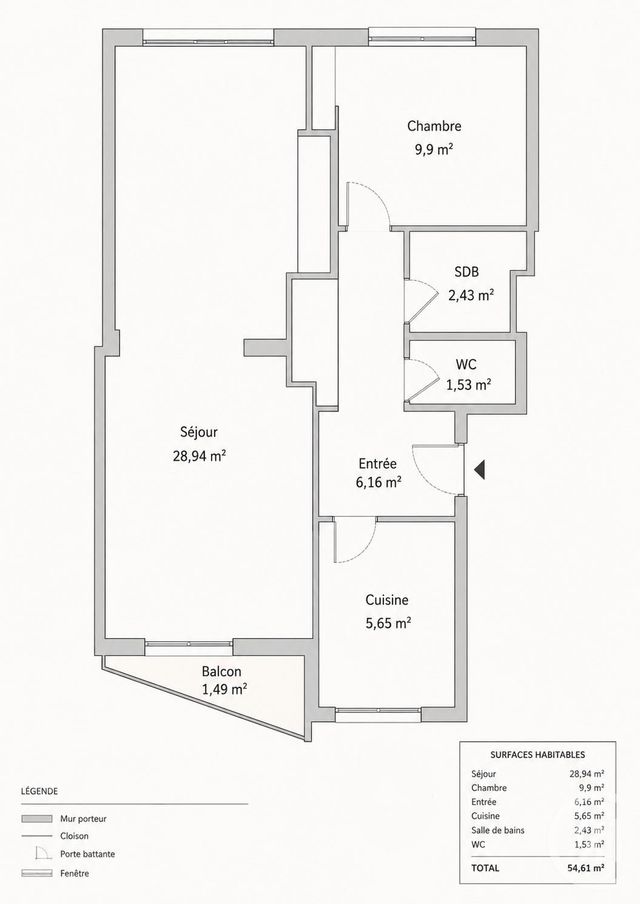 Appartement F2/3 à vendre - 3 pièces - 54.62 m2 - COLOMBES - 92 - ILE-DE-FRANCE - Century 21 Beaurepaire